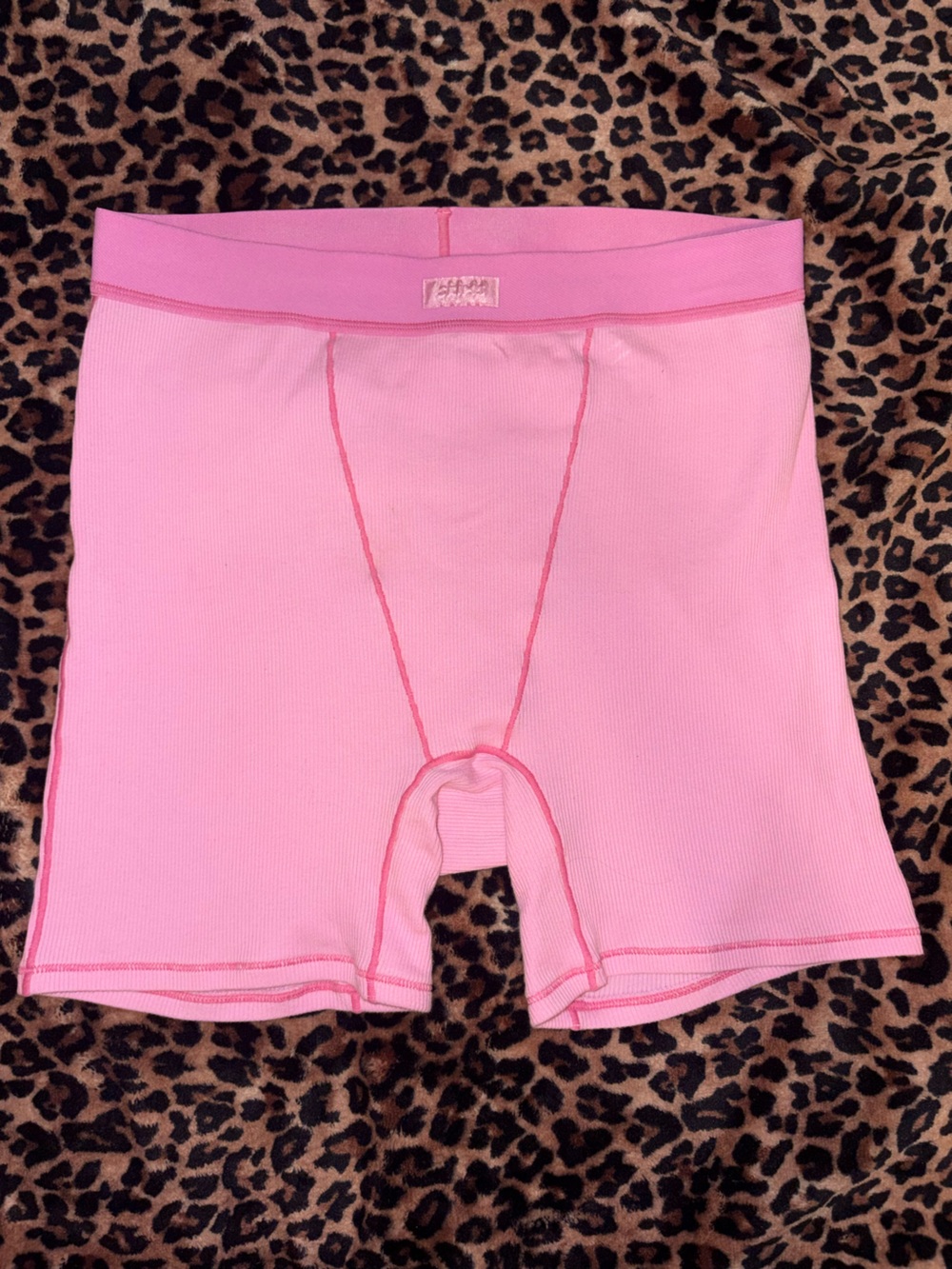 Skims Pink Stretch Ribbed boxer